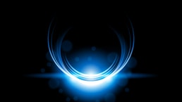 Sun Eclipse Blue Color Fire Dark Background Vector Moon Design Style Space Science Glow Light - stock illustration