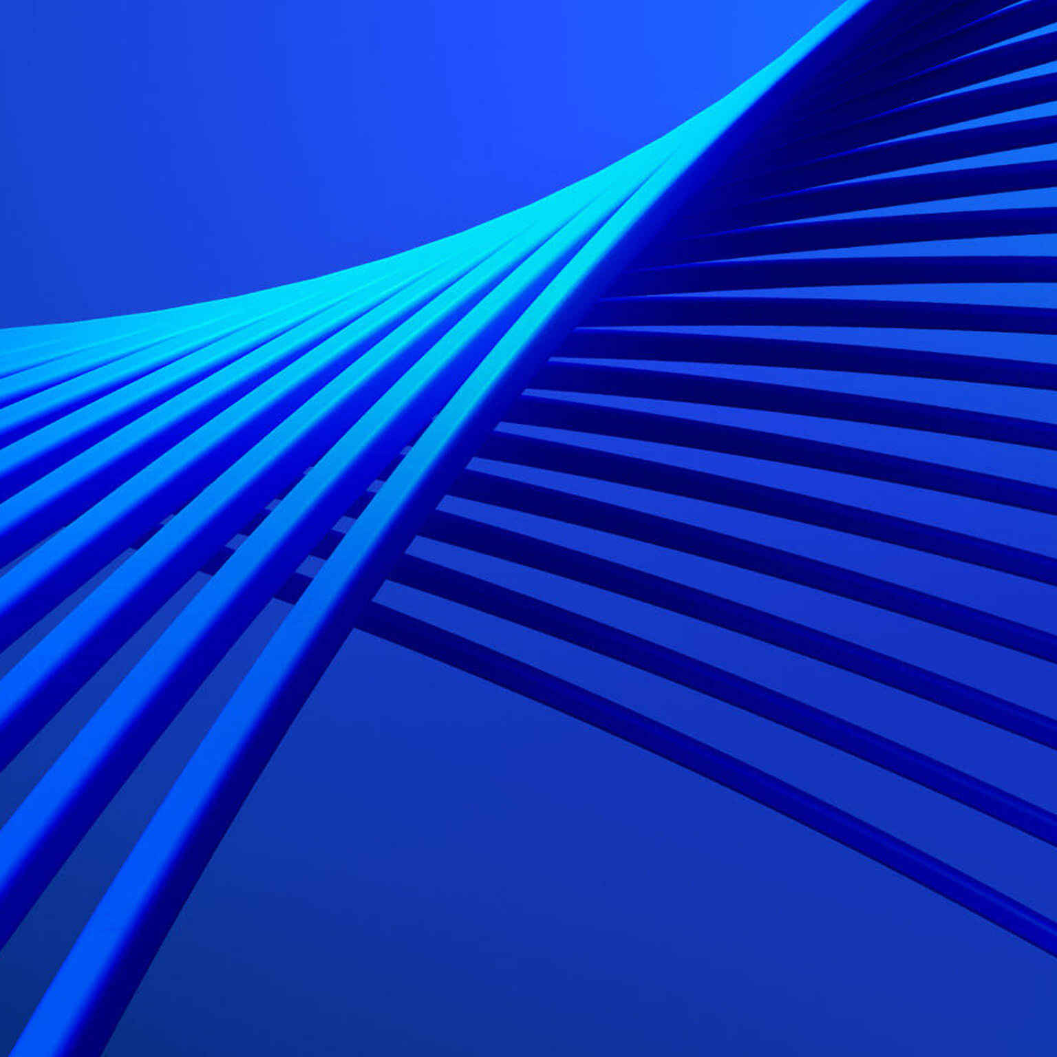 This appears to be a 3D rendered abstract background featuring blue, wave-like stripes. The image resembles a wireframe structure.