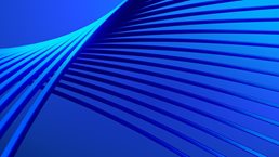 This appears to be a 3D rendered abstract background featuring blue, wave-like stripes. The image resembles a wireframe structure.