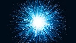 Illuminated Blue Radial Shape Fiber Optic - stock photo