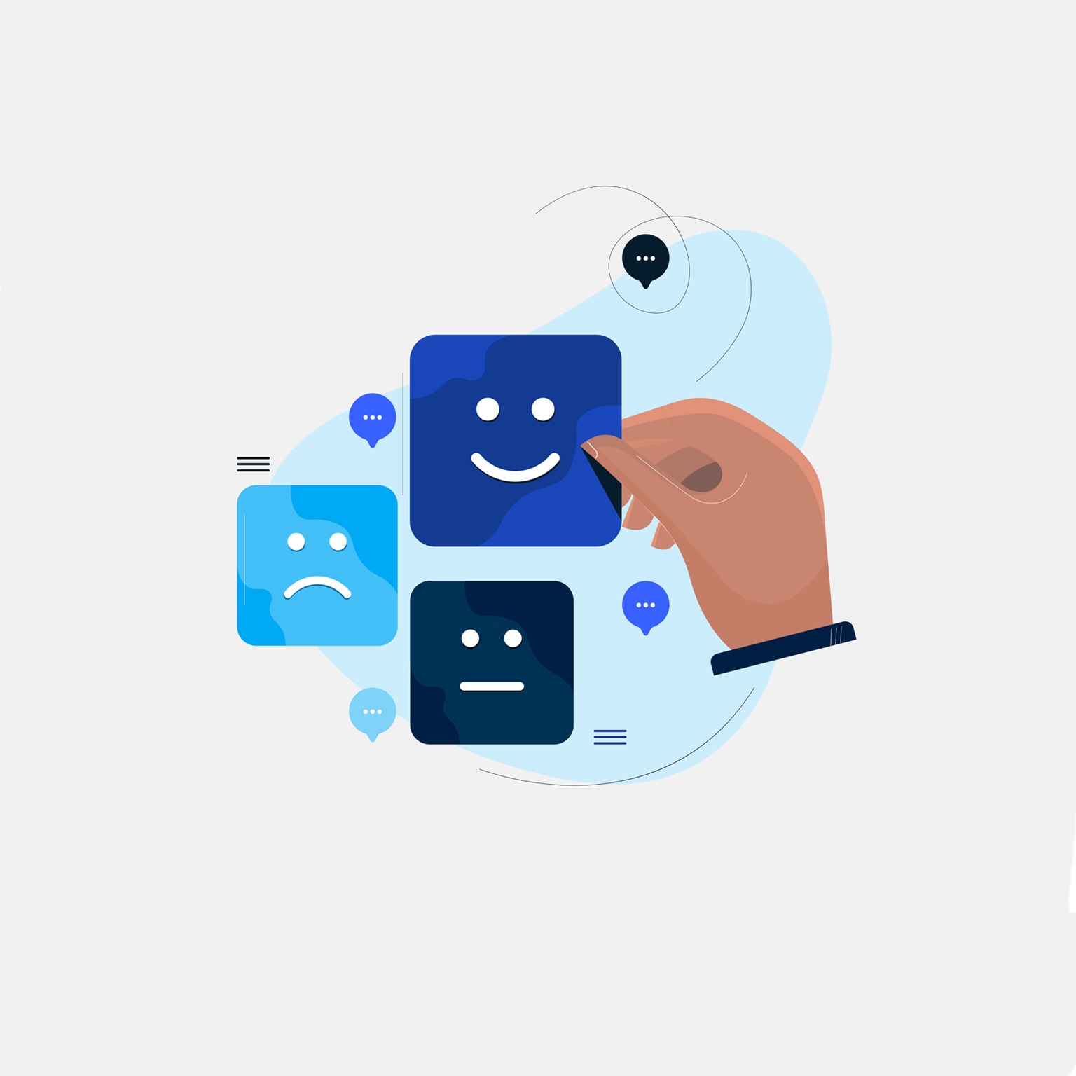 Illustration about research and collecting customers' feedback