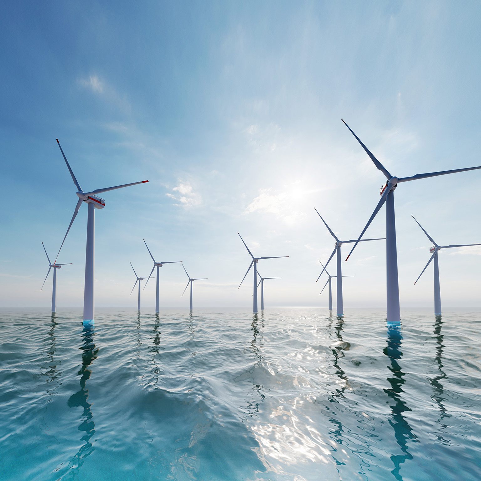Ocean windfarm - stock photo
