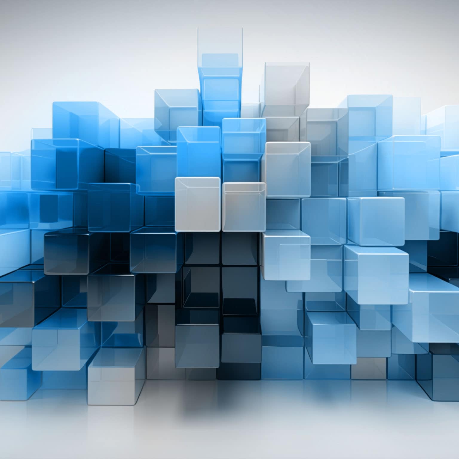 Close-up of multi colored transparent cubes against white background