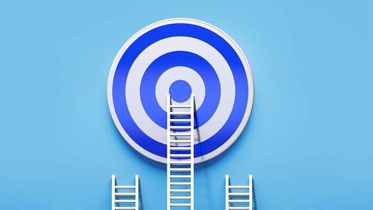 target with ladder reaching for bullseye illustration