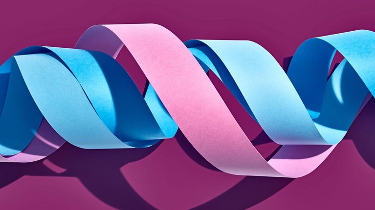 Twisted Color Paper Stripes - stock photo