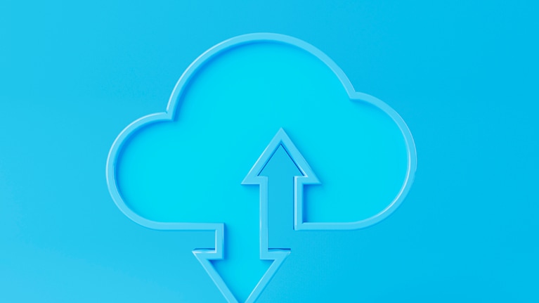 Cloud economics with up and down arrows