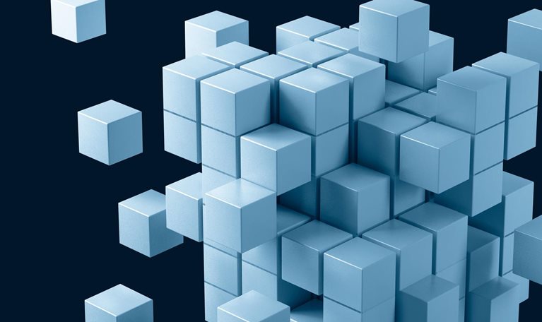 Cuboids from a three-dimensional cube are spread around it