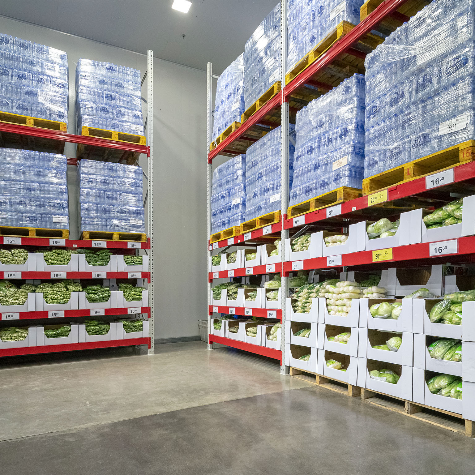 Scenes in a large fruit and vegetable market - stock photo