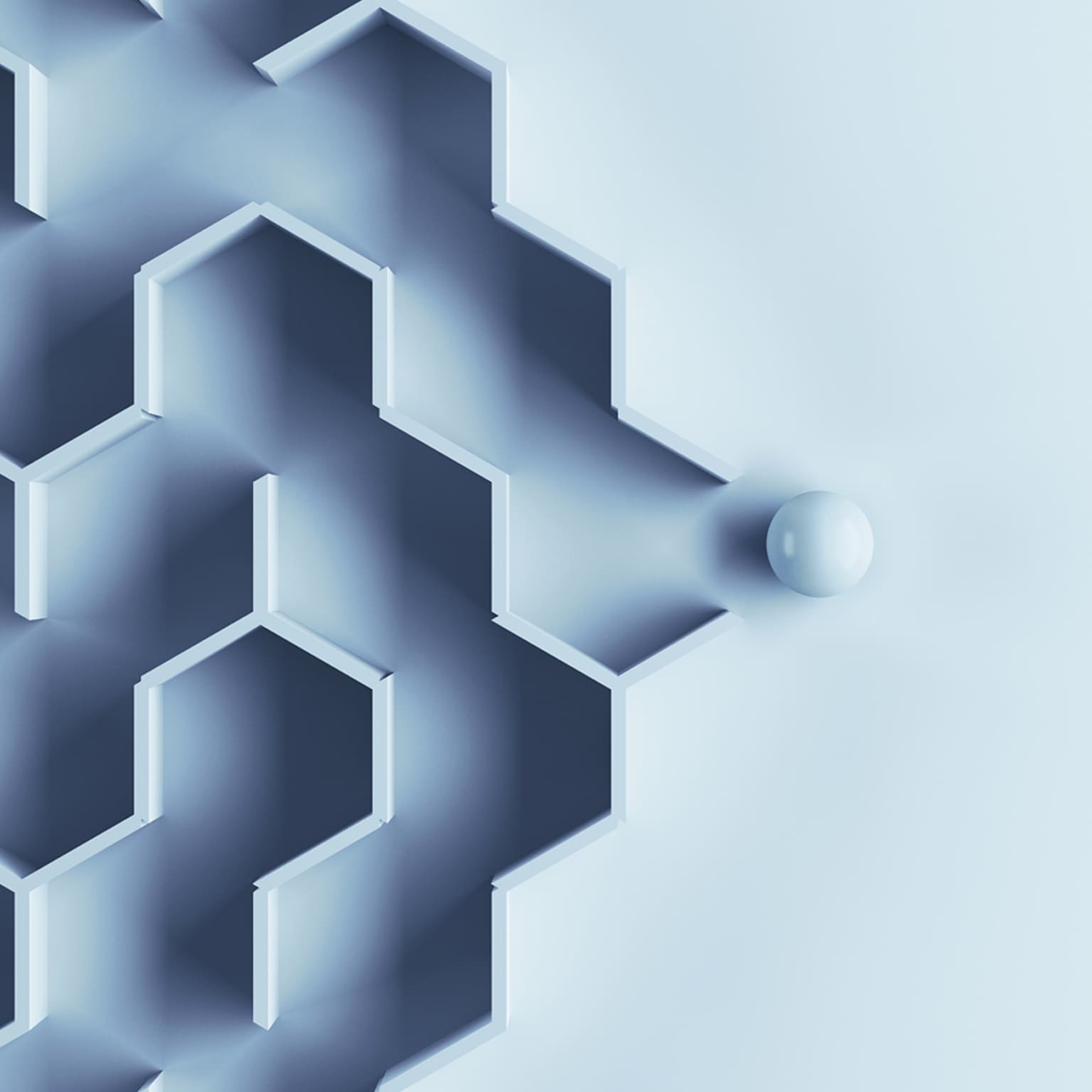 Hexagonal labyrinth with single ball escaping the maze.