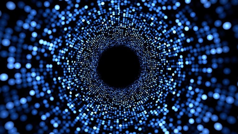 3D rendering of fast flowing particle data - stock photo