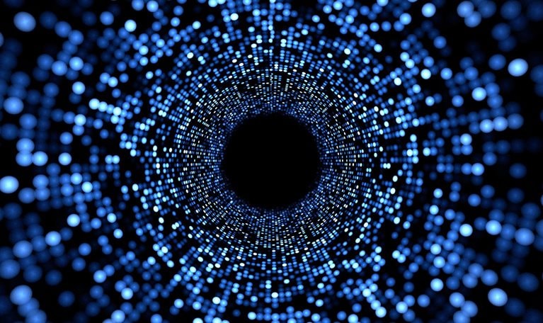 3D rendering of fast flowing particle data - stock photo