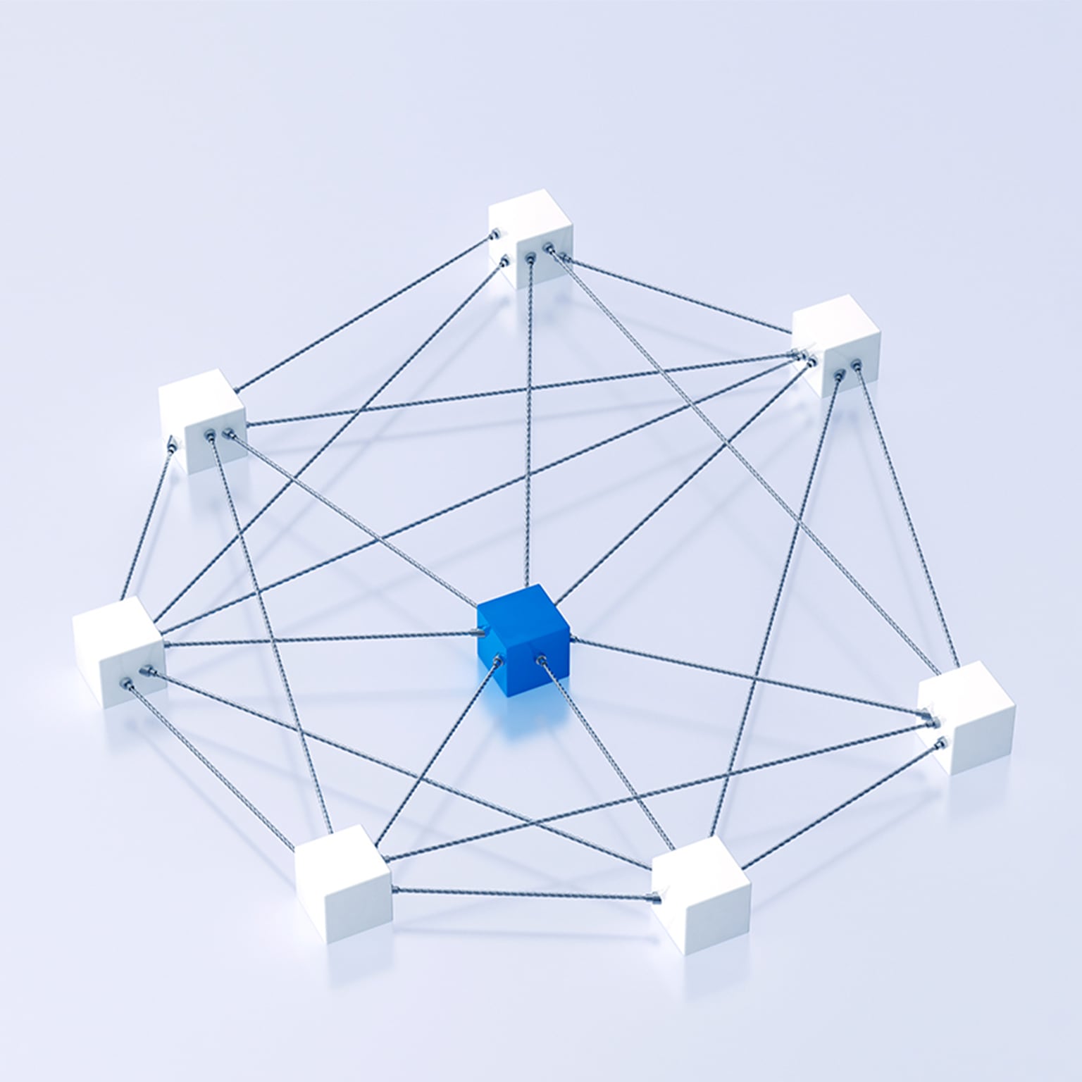 3D rendering of cubes tied up with rope - stock illustration