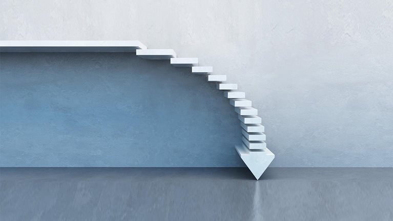 Crisis concept, falling stairs - stock photo