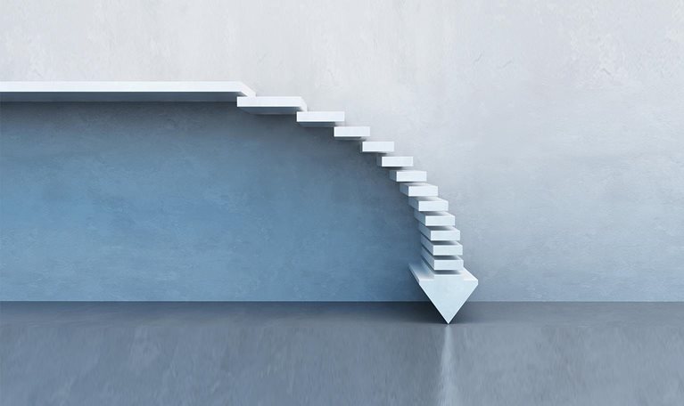Crisis concept, falling stairs - stock photo