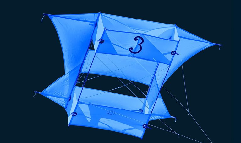 box kite flying strongly in the wind - stock illustration