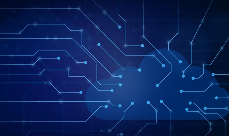 Abstract futuristic cloud computing concept illustration. - stock photo