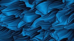 Moving illustration of wavy blue lines that was produced using computer code