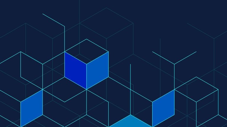 Abstract geometric background with isometric digital blocks. Blockchain concept and modern technology.