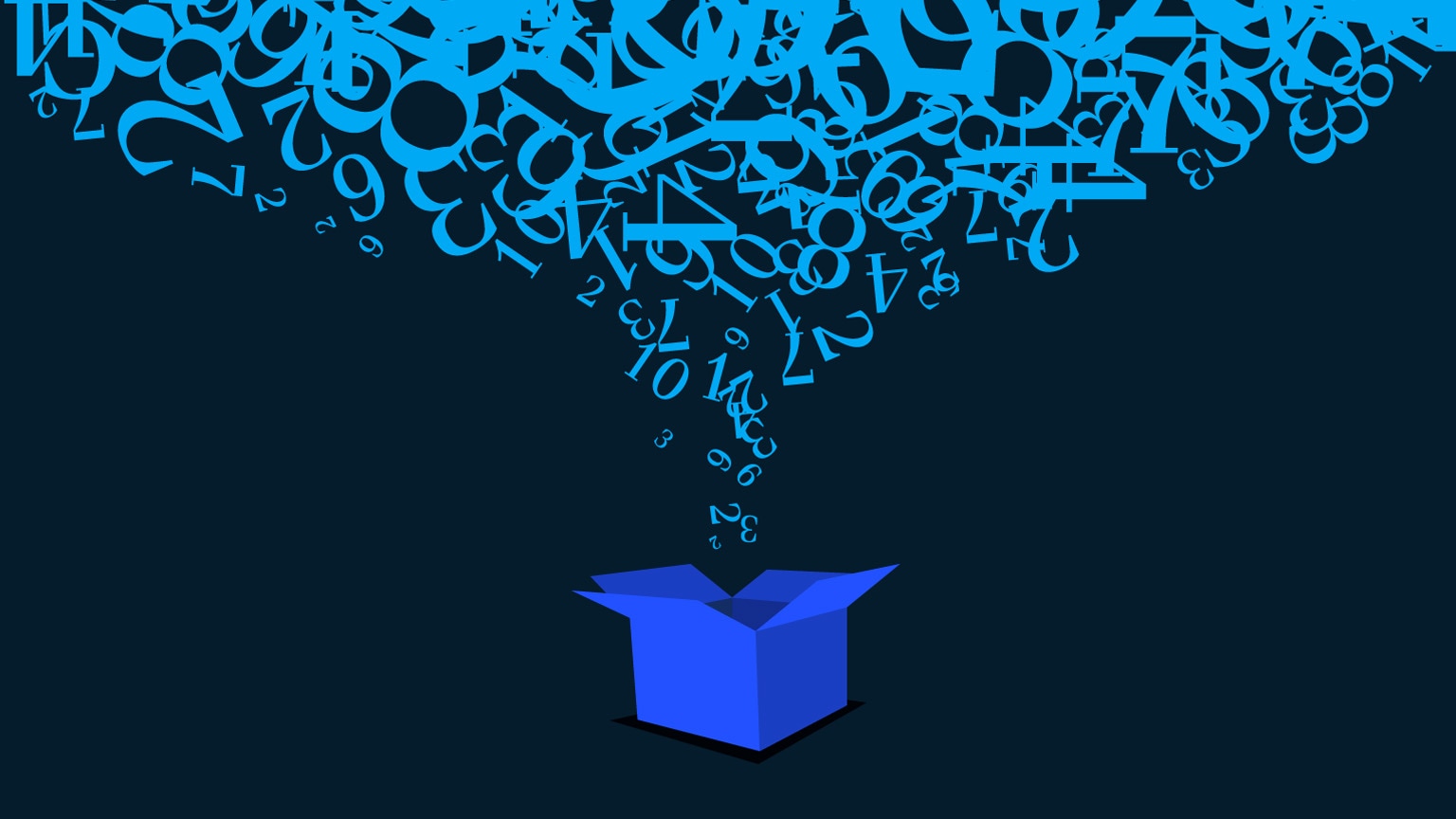 illustration open box with numbers escaping
