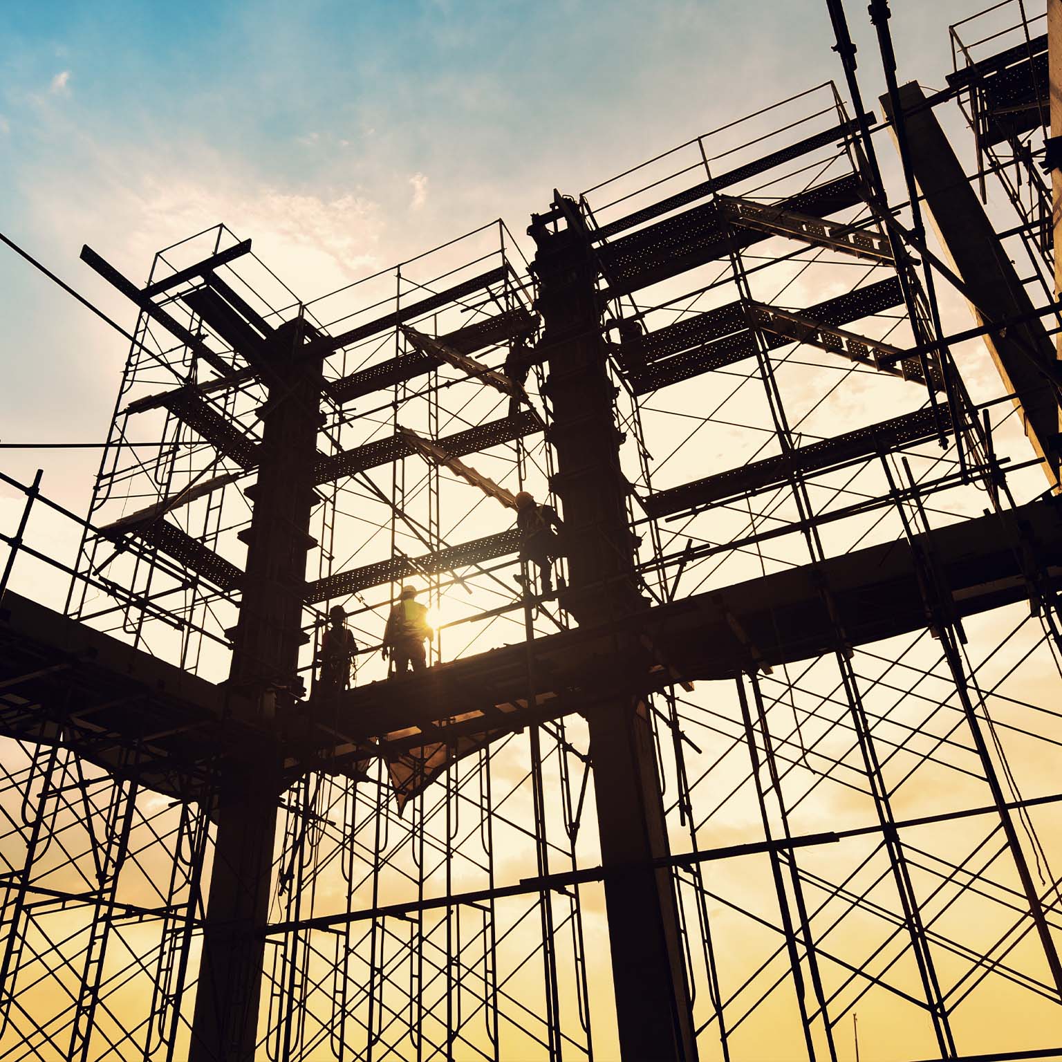 Construction site on sunset background