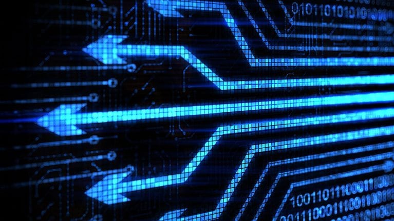 Digital arrows pointing from right to left