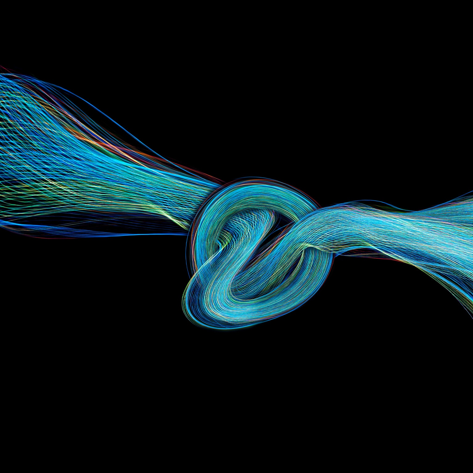 Close up of knotted light trails