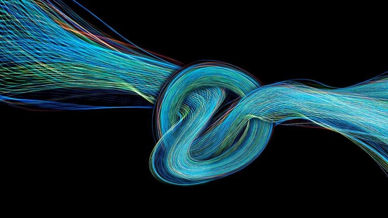 Close up of knotted light trails