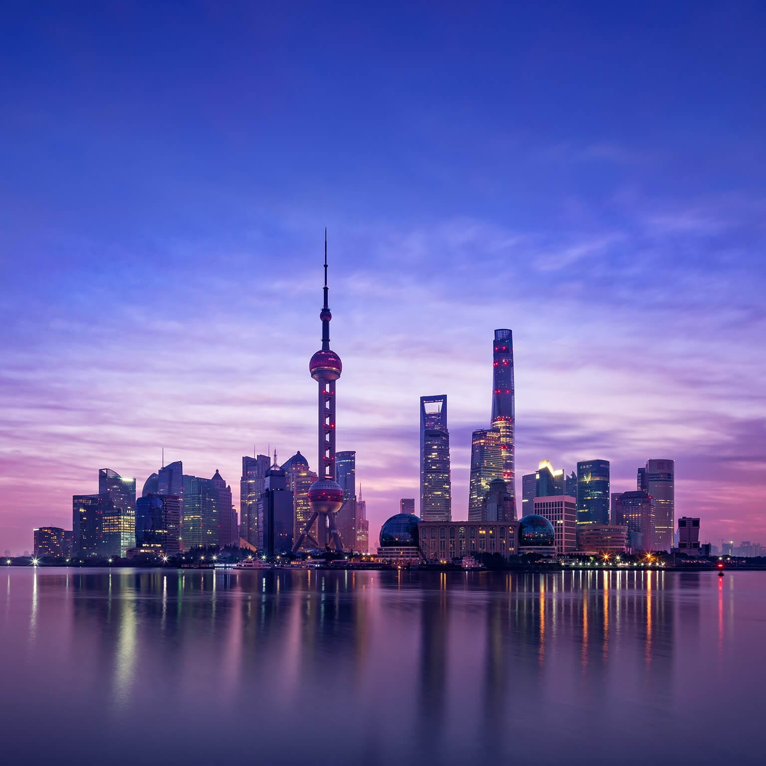 Panoramic skyline of Shanghai - stock photo