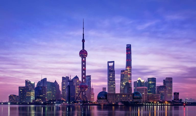 Panoramic skyline of Shanghai - stock photo