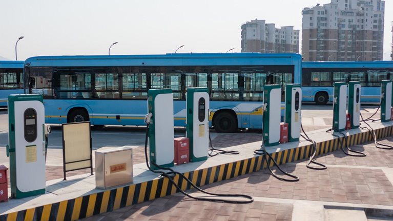 photo of charging station for fleet of electric buses 