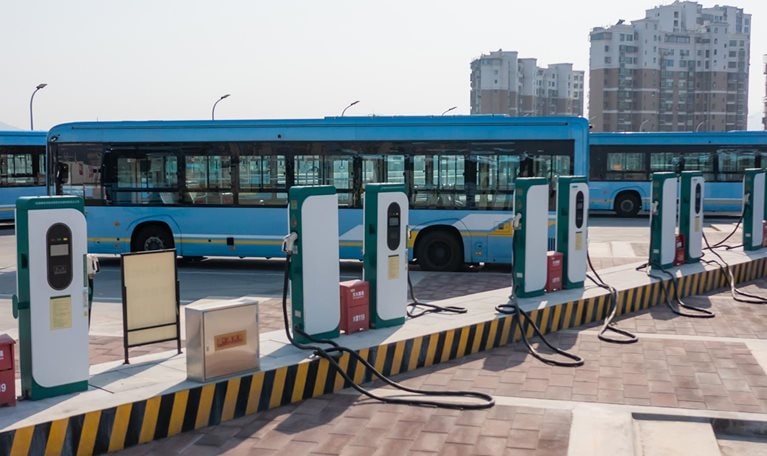 photo of charging station for fleet of electric buses