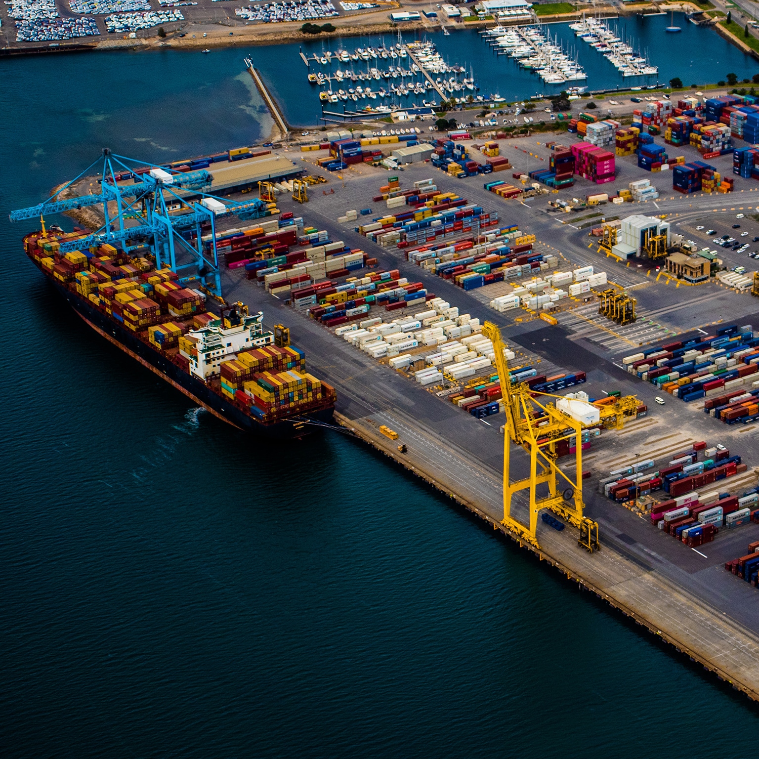 photo of shipping container at port