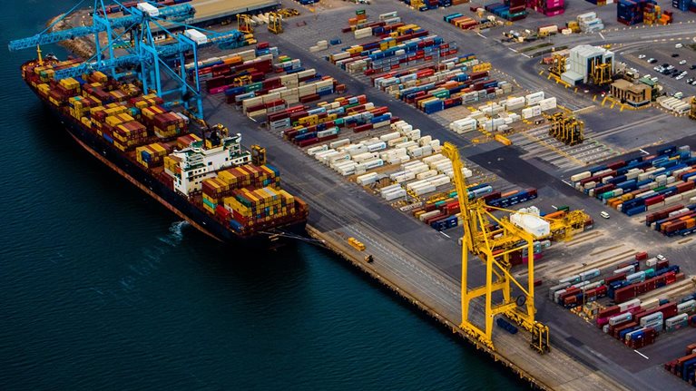 photo of shipping container at port