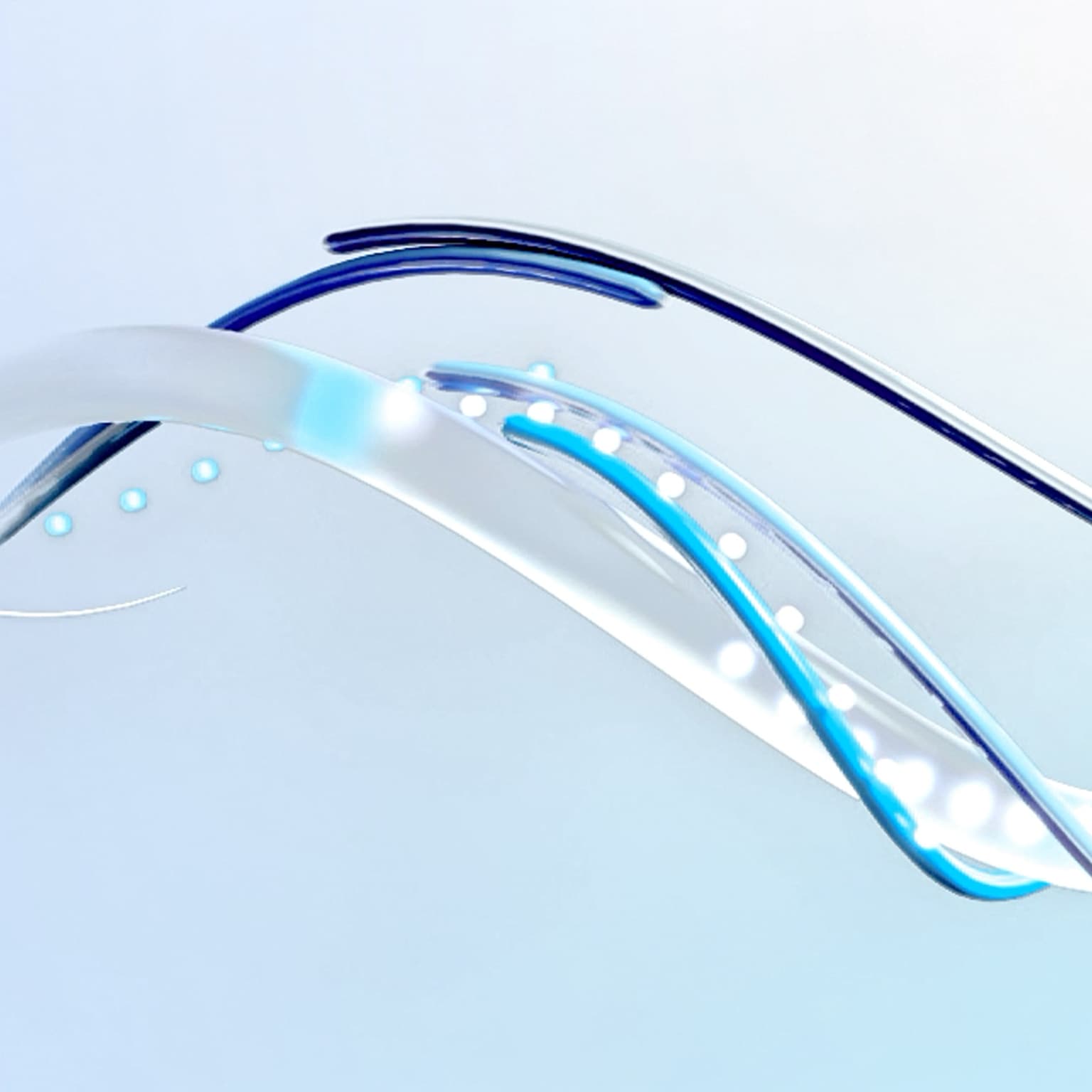 Curling lines with spheres wrapped around each other in a helix shape.