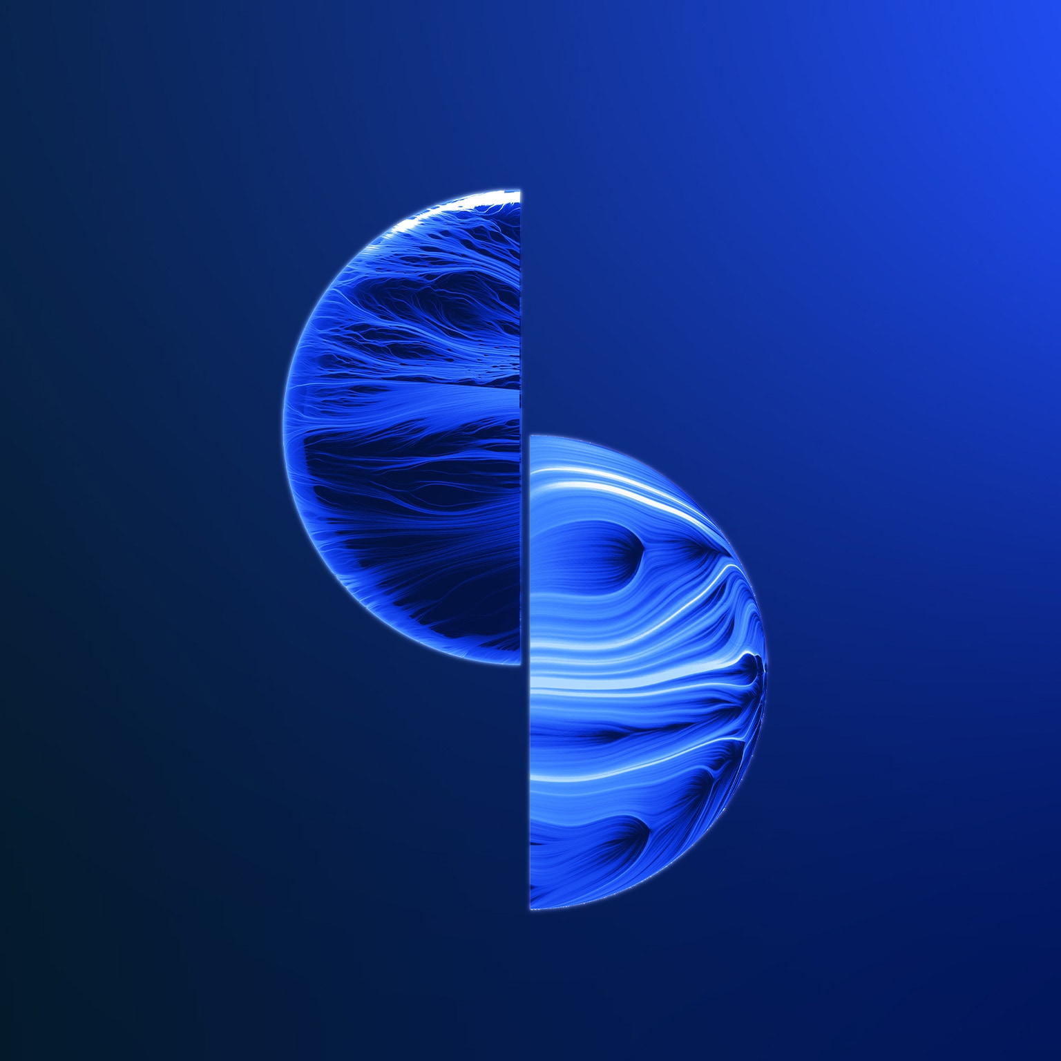 Digital generated image of abstract curved shape with sphere inside connected with many tiny glowing particles organizing cell structure.