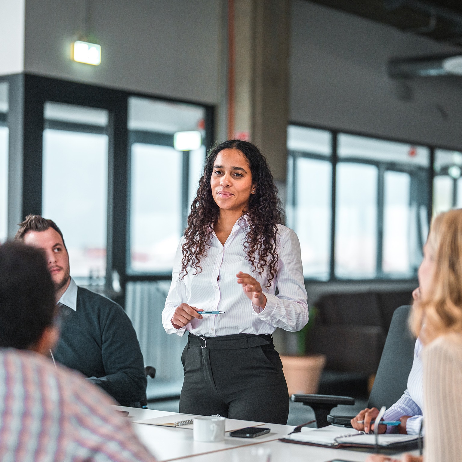 African American Female Manager Explains Business Plans to Team