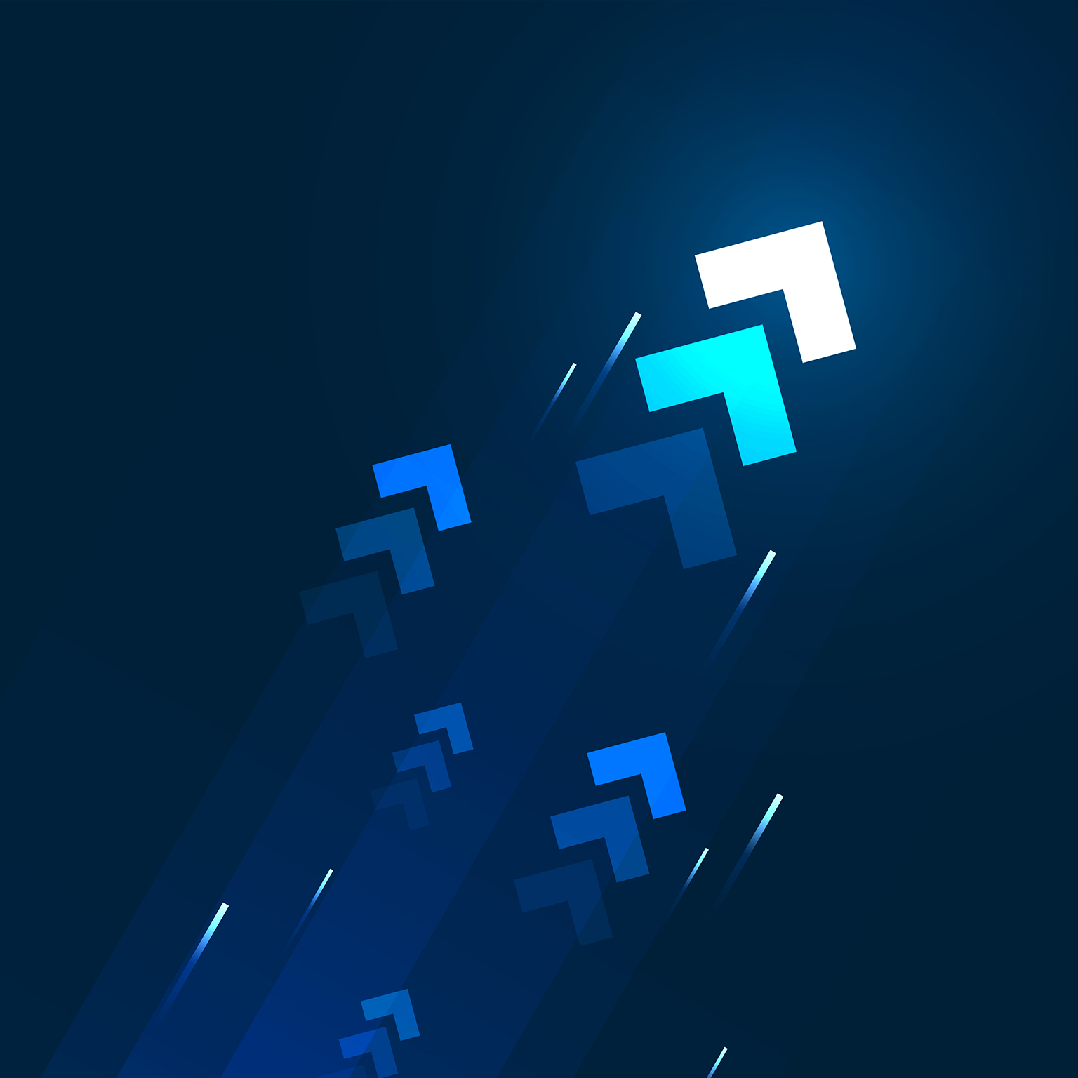Blue light of up arrows on dark blue background, business growth concept. - stock illustration
