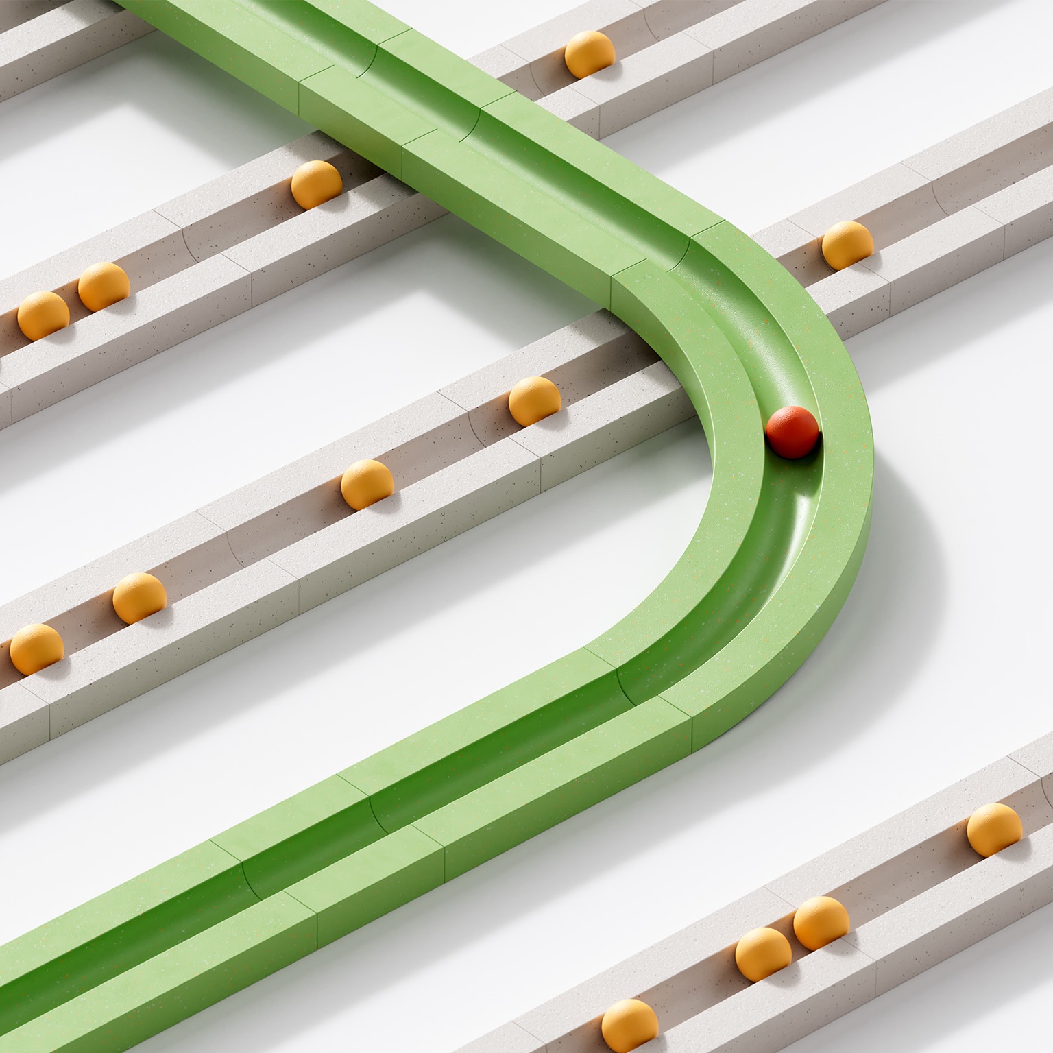 3D image of rolling objects along a infinity path. The concept of choice. - stock photo