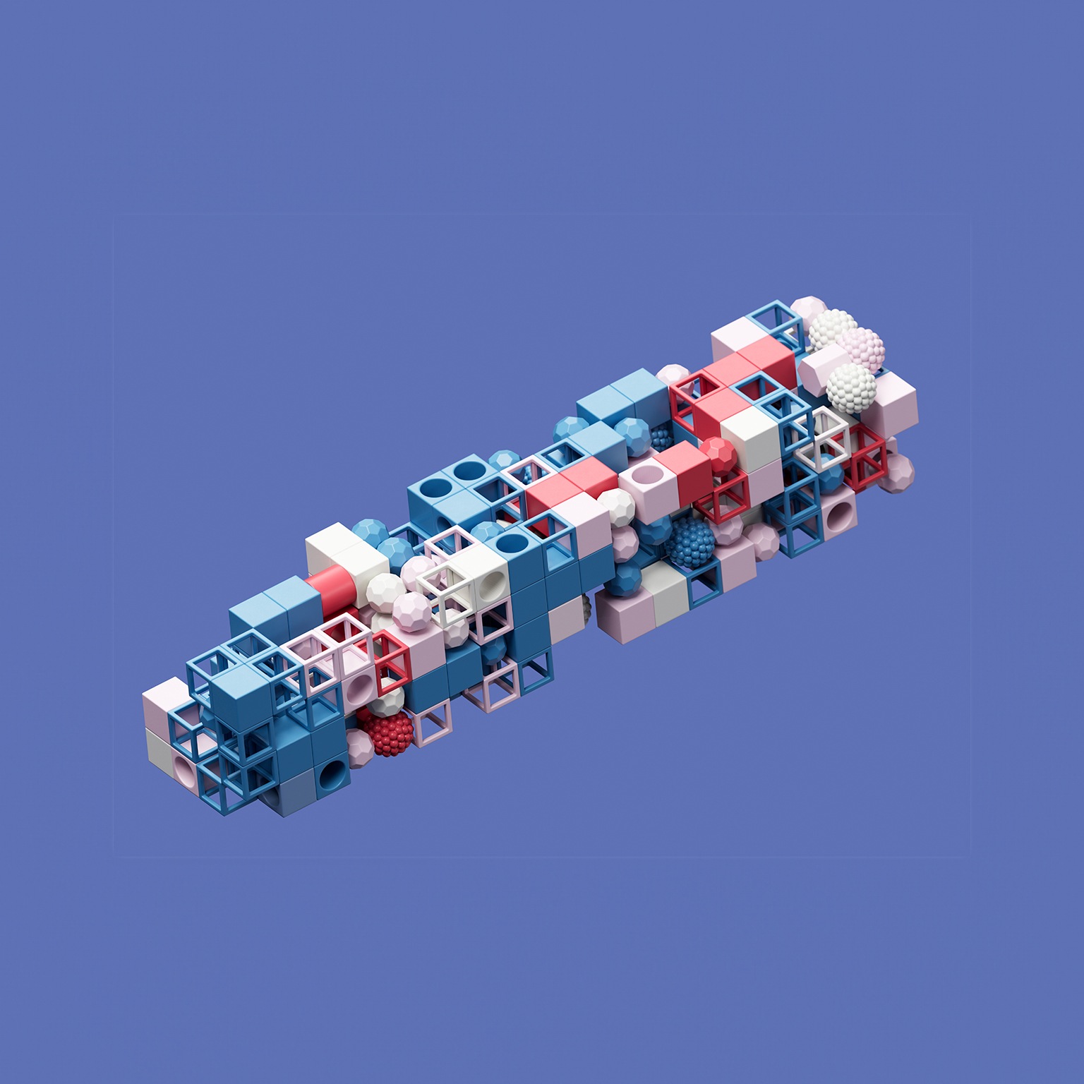 Abstract data cubes and spheres connection - stock photo