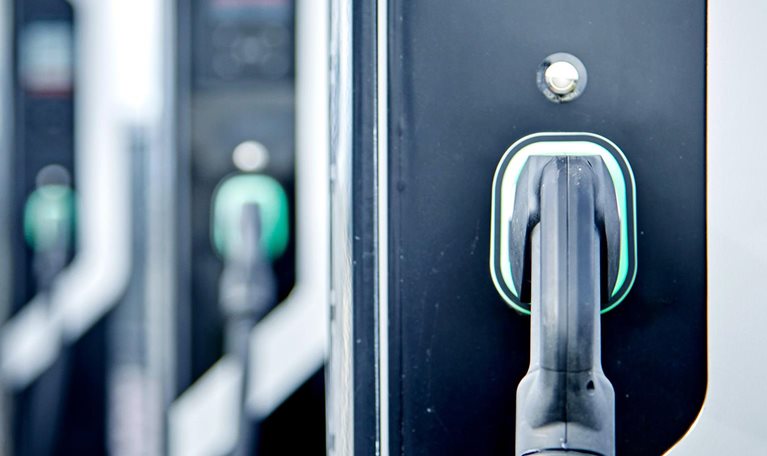 A bank of electric car chargers
