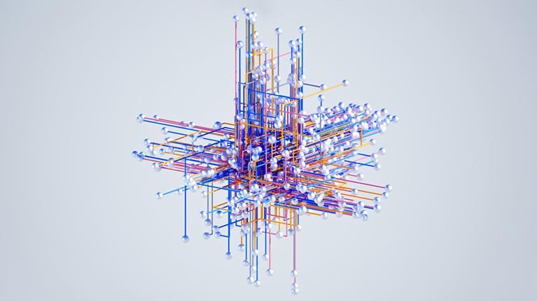 Abstract 3D rendering of colorful network wires symbolizing the intricate nature of data networks.