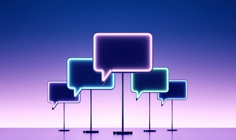 Neon speech bubbles