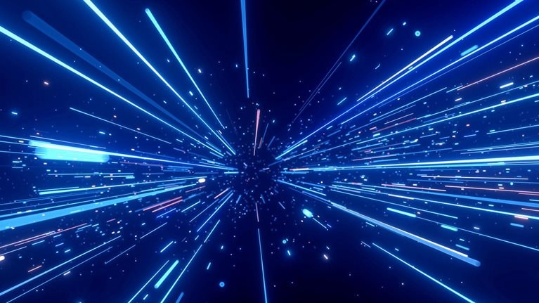 A dynamic, motion-driven composition of abstract digital streams