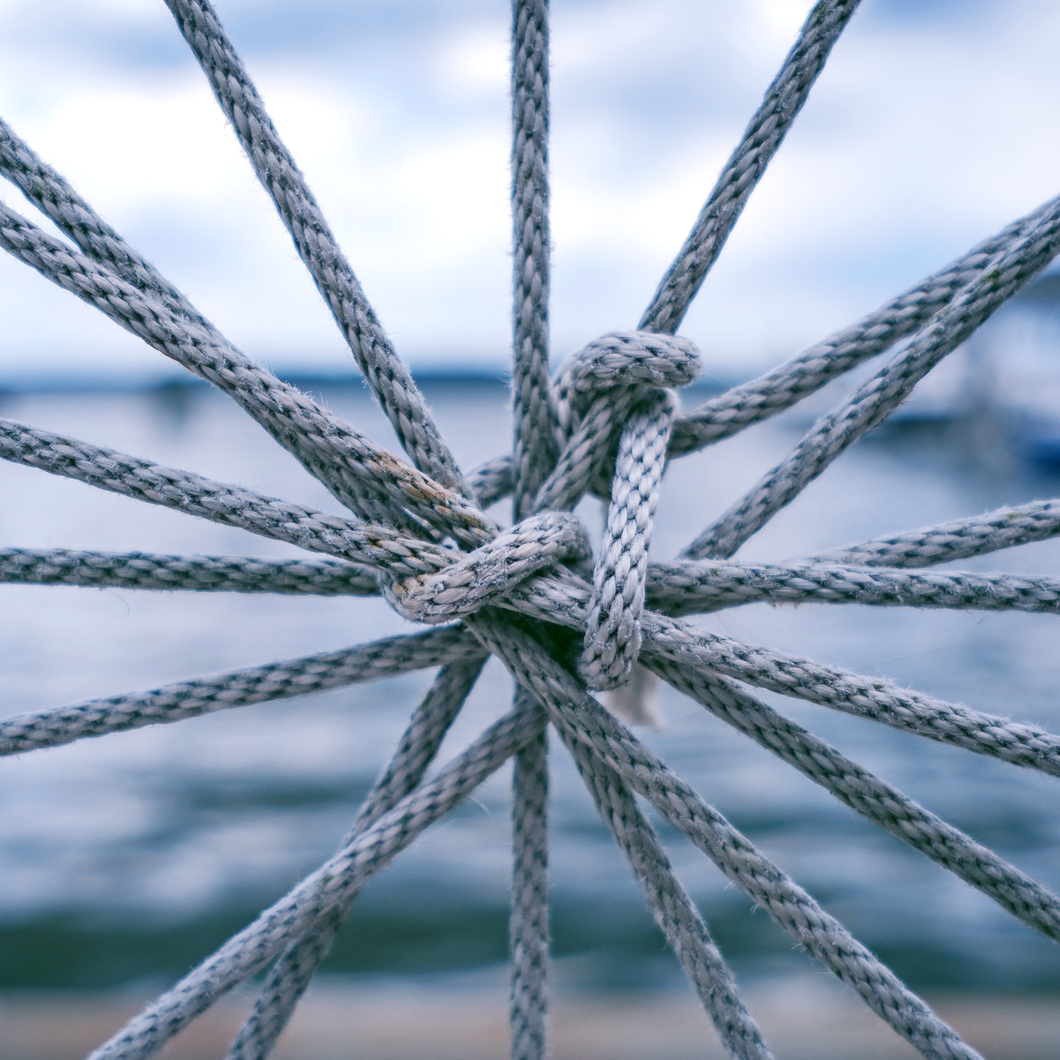 Rope Railing on Waterfront - stock photo