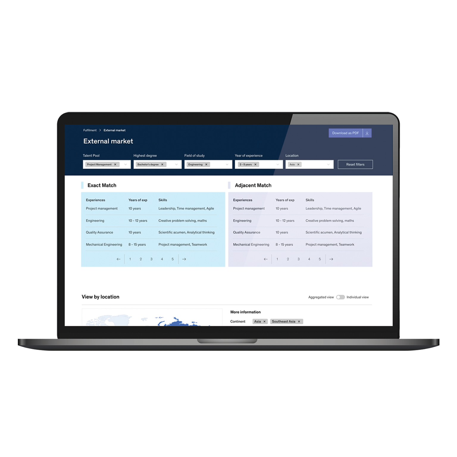 Laptop screen showcasing McKinsey Skills intelligence