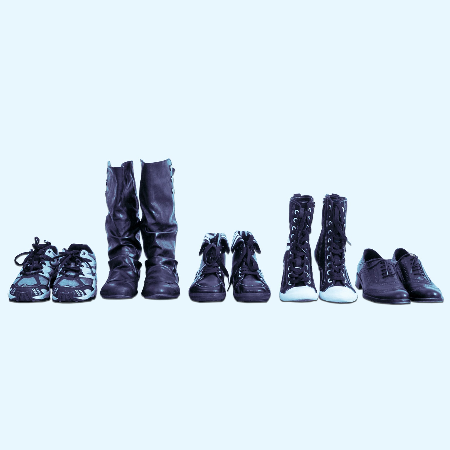 Row of shoes and boots