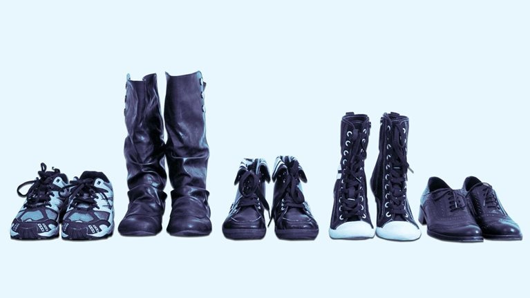 Row of shoes and boots