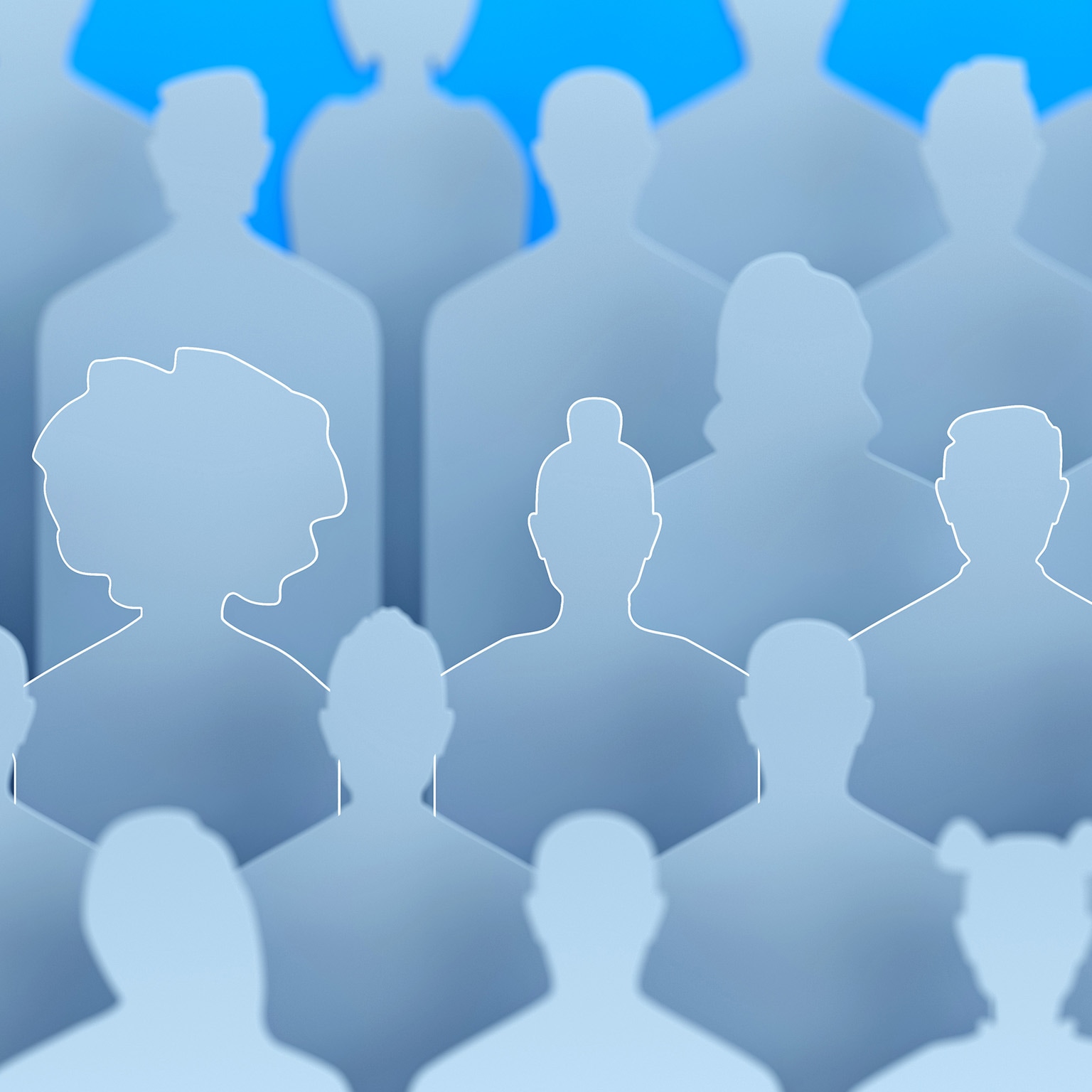 Paper cutouts of different types of silhouettes of people