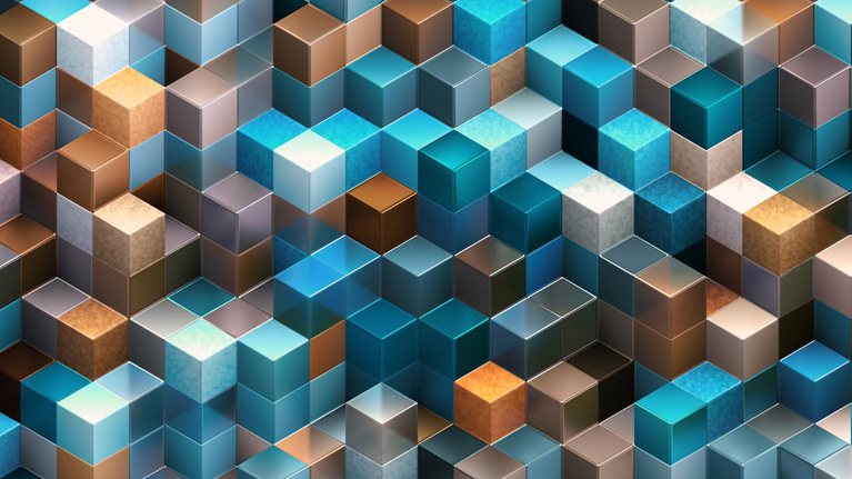 Abstract background of multi-colored cubes - stock photo
