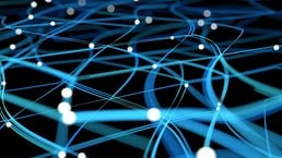 Computer Neural Network Concept Image. Bright dots connected by glowing lines.